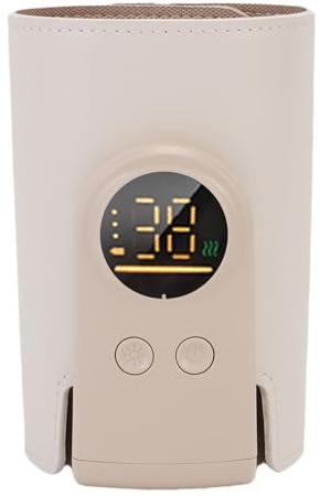 Kabelloser Wiederaufladbarer Flaschenwärmer mit 6 Temperatureinstellungen | Schnelles Aufwärmen in 1 Minute, 5000mAh Akku für 48h Warmhaltemodus, ABS+PU Material mit Auto-Abschaltung