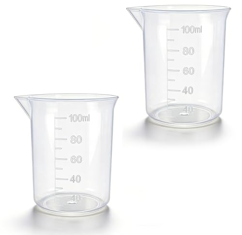 2 Pcs 100ml Transparent Measuring Cups Measuring Jugs, Graduated Beaker Plastic Liquid Measuring Cup Measuring Jug for Kitchen Cooking Medicine Measure Tool