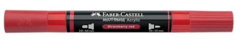 Faber-Castell Multimark Acryl Dual Marker Farbe 219, Erdbeerrot, Art Set Supplies Acrylmarker auf Wasserbasis, doppelseitig, fette & feine Spitze, Kunstmarker, Malstifte, Textmarker