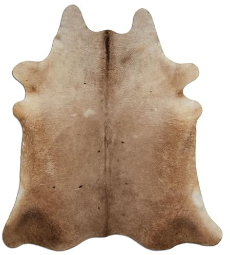 Livorio Premium Kuhfell Teppich - L190 x B215 cm - Champagner braun - einmaliges Naturprodukt aus Südamerika | Rinderfell | Echtfell | Dark Champagne | K340