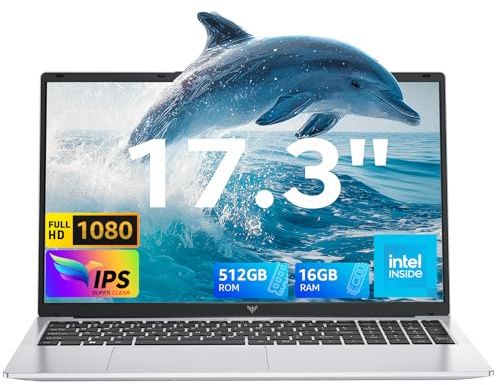Tivique 17,3 Ordinateur Portable Processeur N95 12ème gén jusqu'à 3,4GHz | | 16Go RAM DDR4 512Go SSD M.2 | WiFi 5 BT 5.2 | USB 3.2 HDMI Type-C | Longue autonomie 6000mAh PC Portable