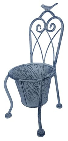 Bbajszx Silla de Hierro, florero, florero de Granja, Cubo, Soporte de Flores, Cubo, macetero de Hierro Forjado, macetero Decorativo para jardín de Granja
