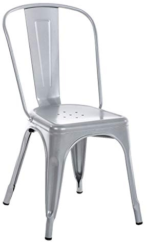 CLP Stuhl Benedikt I Metallstuhl stapelbar und pflegeleicht I Stapelstuhl bis 200 kg belastbar I Sitzhöhe 44 cm, Farbe:Silber