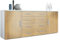 Vladon Sideboard Faro V2, Made in Germany, Kommode mit 2 Türen und 4 Schubladen, Weiß matt/Eiche Natur (166 x 72 x 35 cm)