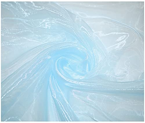 Premium Crystal Organza Voile Fancy Dress Costume Decorations Fabric 150cm Wide/Sold by The Metre (Light Blue)