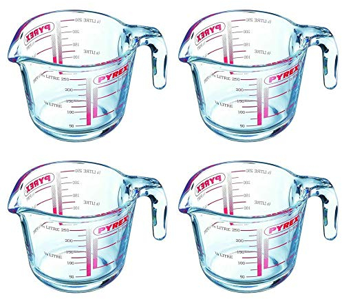 Pyrex Classic Glass Measuring Jug High Heat Resistance 0.25 Litre Transparent (Pack of 4)
