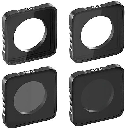 LENSKINS ND-Filter ND8 ND16 ND32 CPL für GoPro Hero 13, Hero12, Hero11, Hero10, Hero 9 Schwarz, HD optisches Glas, Neutraldichte- und Zirkular-Polarisator-Objektiv-Filter-Kits, Action-Kamera-Filter, 4