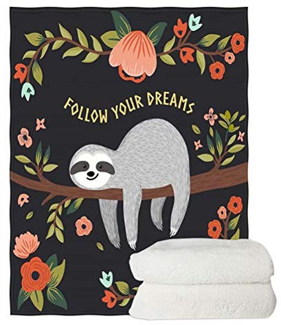 chaqlin Kinder Kinder Überwurf Decke Lustige Faultier Decke Weich Bett Couch Reisen Camping Bettbezug Follow Your Dream Faultier Fleecedecken - 130 x 150 cm
