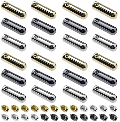 VGOL 24 Sets Metall Aglets Schnürsenkelspitzen mit Schrauben Schnürsenkelkopf und Kordeln Ende Metall Aglet Ersatzspitzen für Sneakers Hoodies Bungee Cords Schnürsenkel 3 verschiedene