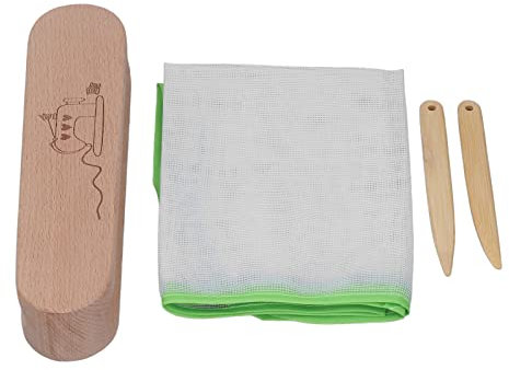 Pssopp Clapper de Madera a Medida, Herramienta de Costura de Badajo de Bambú de Haya con Pluma de Hueso Malla de Protección de Planchado para Bordado