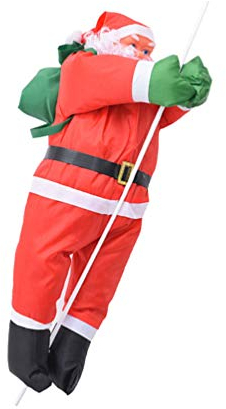 SEWACC Weihnachtsmann Figur Kletternder Weihnachtsmann 100Cm Weihnachtsmann Klettert auf Strickleiter Ornament Weihnachtsanhänger für Weihnachtsbaum Party Dekorationen Weihnachten Dekoration