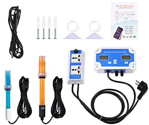solicitous W2839 3-In-1-WLAN-WasserqualitäTsdetektor, PH/ORP/TEMP-Elektrode, BNC-Typ-Sonde für Aquarium-Hydroponik-Monitor, EU-Stecker