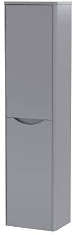 nuie SML262 Lunar Modern Bathroom Wall Hung 2 Door Tall Unit, 350mm, Satin Grey