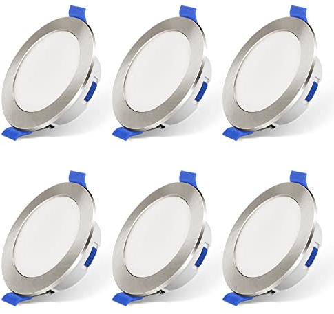 LED Einbaustrahler 230V Dimmbar Ultra Flach 6W IP44 Bad Einbauleuchten, Warmweiß 3000K Neutralweiß 4000K Kaltweiß 6500K Einstellbar Deckenstrahler für Badezimmer Küche Wohnzimmer, 6er Set