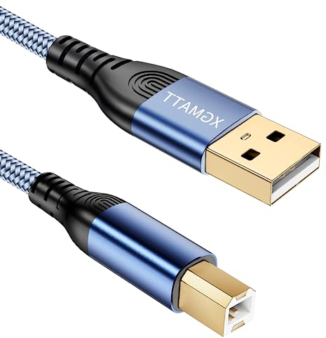 Cable de impresora USB 4.5M, cable USB A a USB B, cable USB 2.0 tipo B, escáner de alta velocidad, compatible con Lexmark, Dell, HP, Canon, Epson, Xerox, Brother, DAC y más, color azul