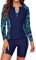 SHEKINI Damen 3 Teiliger Tankini Sets Langarm Rash Guard Reißverschluss Schwimmshirt Surfshirt Weste Bikinioberteil Badeanzug Badeshorts Sicherheits Sporty Radlerhose Schwimmanzug(M,Dunkelblau-A)