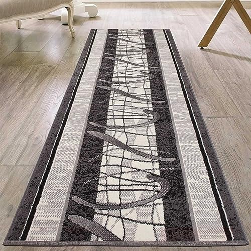 Mazovia Läufer Flur 120x1000cm Anthrazit Grau Klassisch 90er-Retro Weich | Teppichläufer für Küche Waschküche Schlafzimmer Pflegeleicht Fußbodenheizungsgeeignet Kurzflor Synthetisch Verkauf pro Meter