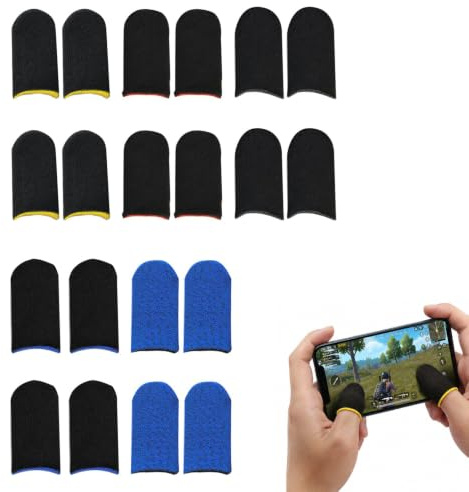 20 Piezas Guantes de Dedos para Juegos Móviles, Manga del Pulgar de Pantalla Táctil Dedales Profesionales para Juegos Dedales Resistentes Al Sudor Transpirables para Adultos