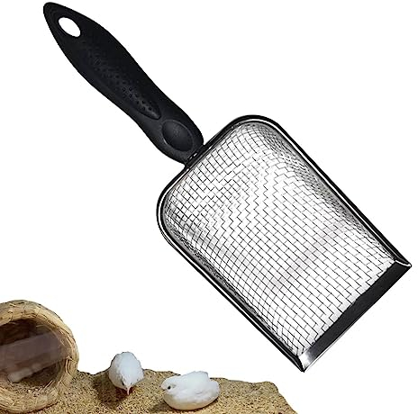 Katzenstreuschaufel aus Metall, Kotschaufel aus Metall mit Komfortgriff, Metallsieb mit tiefer Schaufel für Katzen, Hunde und Kaninchen, Streuschaufel aus feinem Sand für die Katzentoilette, Streuscha