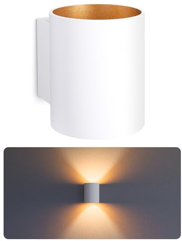 SSC-LUXon TUANI Wandlampe Innen weiß gold - moderne Wandbeleuchtung Up Down im Retro Design inkl. 1x G9 LED Lampe warmweiß 3W