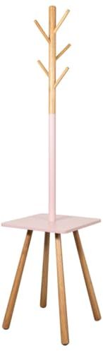 Terra Home Garderobenständer Dala,Kleiderständer, Standgarderobe mit 5 Kleiderhaken für Jacken, Mützen 169x40x40 mit Ablage (eckig, Pink)