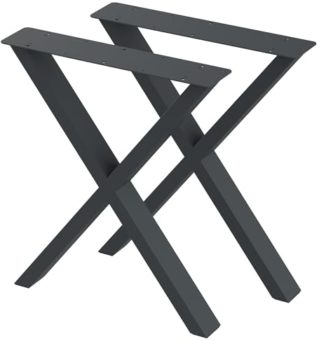 BK Styl 2 Stück Tischbeine aus Metall X-Form | Tischgestell aus 80x40mm Profilen | Tischkufen Tischfüße Möbelbeine für Schreibtische & Esstische I Stahl Pulverbeschichtet I DIY (615x720mm Anthracit)