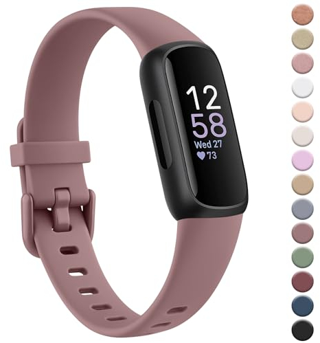 YLK Armband Kompatibel mit Fitbit Inspire 3 Armband für Damen Herren, Klassisches Silikon TPU Armbänder Sport Verstellbares Ersatzarmband für Fitbit Inspire 3 Uhrenarmband, Rauch Violett