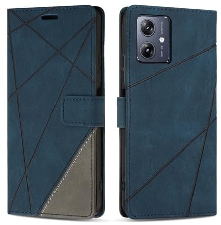 SONWO Handyhülle für Moto G54 5G Hülle, Premium PU Leder Handyhülle Wallet Silikon Schutzhülle Klapphülle für Moto G54 5G, Blau