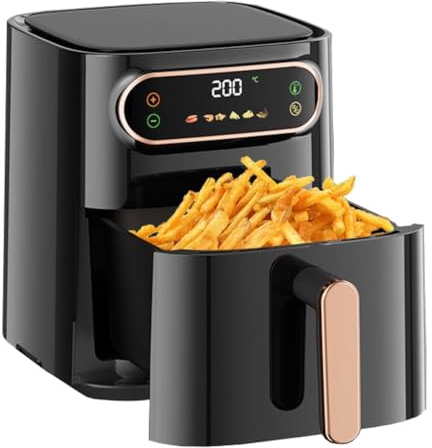 Freidora de Aire 7L 1350W Air Fryer Digital Horno Eléctrico para Freír Freidora sin Aceite Multifunción Panel de Control Digital Táctil Sistema de Circulación de Aire Rápido (Negro-7L)