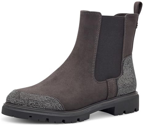 MARCO TOZZI by Guido Maria Kretschmer Damen Chelsea Boots Flach mit Reißverschluss, Grau (Dk.Grey), 37 EU