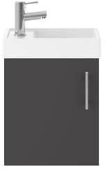 Balterley Vanity Unit with Basin Wall Hung, Single Door Soft Close with Rectangular Sink & Handle, Bathroom Vanity Units with Basin, Bathroom Sink Cabinet - 405 x 222 x 520mm (Grey)