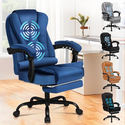 ALFORDSON Chair Office Chair, Computer Desk Chair, Gaming Chair, Ergonomic High-Backed Cushion, Lumbar Support with Wheels, Comfortable Racing Seat, Adjustable, Swivel, Rollable, Suede, Blau