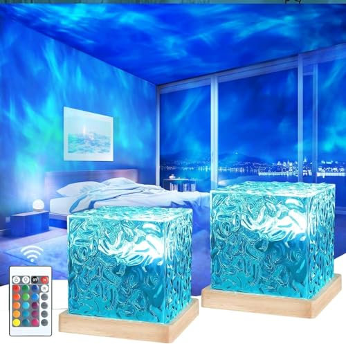 Sunshine smile 2 Stück Vellox Lampe Meer,Wasserwellen Lampe,Wave Lamp,LED Sternenhimmel Projektor,Sternenhimmel Projektor,Sternenhimmel Lampe,LED Nachttischlampe,Licht Würfel Meer,Lumena Lamps