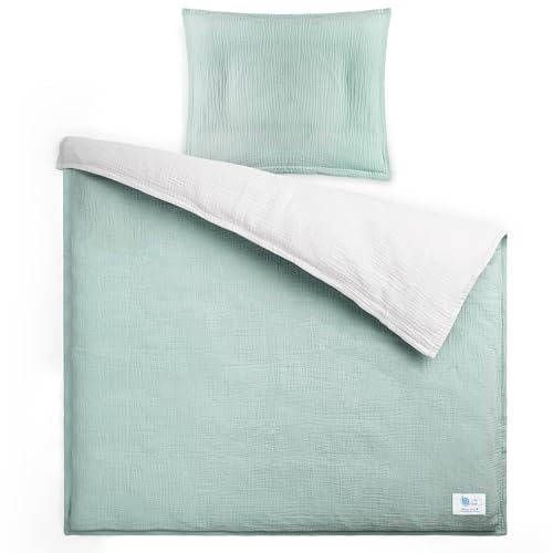 lulumoon Kinderbettwäsche 80x80 Musselin Baby: 100% Baumwolle weich