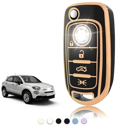 TOOMUME Cover Chiave TPU, Custodia Chiave Adatto per Fiat 500X Tipo Limousine Kombi Street S Design Business Line 5 Porte 1.4T Jet 1.6 Multijet, Copri Chiavi Guscio Chiave Auto Telecomando - Flip Key