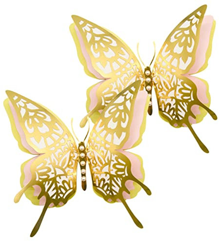 GARVALON 2er Satz 3d Schmetterlingsaufkleber Dekorative Papier Schmetterlings Wandsticker Selbstklebend Schillernd Schmetterlingsdeko Für Party Dekoration