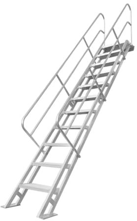 Klapptreppe mit Handlauf, Aluminiumtreppe, rutschfest, feste Stufen, Traglast 300 kg (vertikale Höhe: 450 cm)