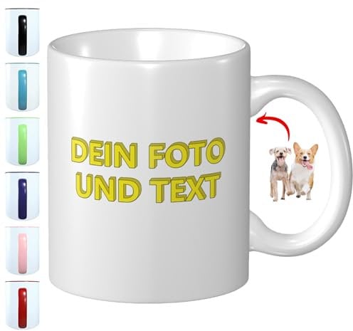 FEICANSEN Personalisable Mug with own photo print Photo Motive mug Advertising Company mug with logo Customised Gifts (Weiß)