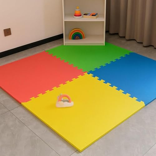 EVA Mats Extra Thick Interlocking Gym Flooring Tiles 60x60cm Soft Foam Mats for Home Gym Workout Yoga Exercise Protective Nonslip Shock Absorbing Easy (Colorful, 24 Mats, 96 (Sq.ft))