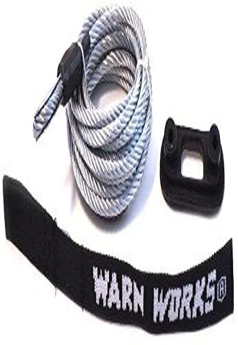 WARN 76065 PullzAll Accessoire de treuil électrique portable : câble métallique de rechange en acier galvanisé avec guide-câble Hawse, diamètre 2,2 cm x longueur 4,6 m