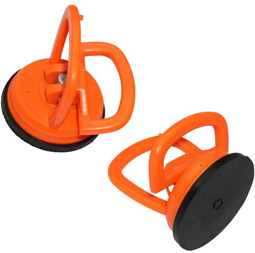 Alkan 2x Mini Glassauger 55 mm orange Einhand-Saugheber | Orange Mini-Einhand-Saugheber für Glas, iMac-Frontscheiben und glatte Flächen, handliches 2er Set