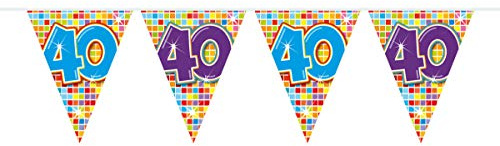 Folat 60040 - Wimpelkette Blocks Geburtstag - ca. 3 m - Zahl: 40