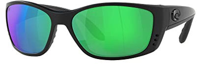 Costa Del Mar Mens Fisch Rectangular Sunglasses, Blackout/Copper Green Mirrored Polarized-580P, 64 mm