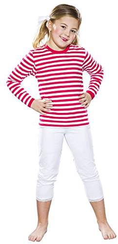 Markenlos Ringel Pulli Retro Clown für Kinder, rot/weiß Größe 140