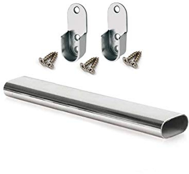 Oval Rail Tube Wardrobe Chrome 400mm + End Support & Screws