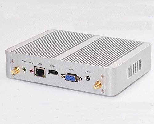 HSIPC New Skylake i3 6100U Mini Box PC, Fanless Barebone, HTPC, Desktop Barebone with Rich IO: VGA HDMI LAN USB2.0 USB3.0 WiFi, 1080P ., Sliver Aluminum Shell