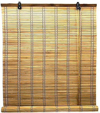 Solagua Estor de Bambú Enrollable para Ventana y Puerta | 14 Medidas Estores 100% Bamboo | Cortina Persiana de Madera Incluye Accesorios (L.135cm x A.110cm, Roble)