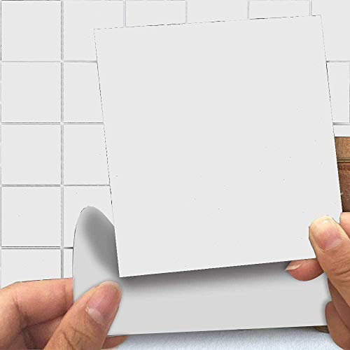 Holoras Peel and Stick Tile Backsplash for Kitchen, 6'' x 6'' Removable Stick On Kitchen Backsplash Wall Sticker, 50pcs (6 6inches, White)