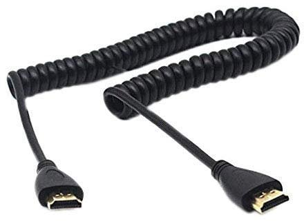 Haokiang 2 Meter Coiled 1.4 Version HDMI Male to Male Cable, Supports 1080P, Compatible with HDTV, Plasma TV, Projector, DVD and More