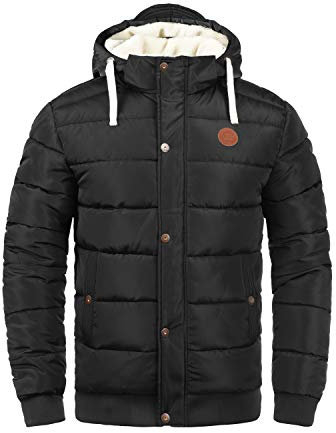 Blend BHFrederico Herren Winterjacke Steppjacke warme Jacke gefüttert mit Kapuze Kordelzug Eingrifftaschen Regular fit, Größe:L, Farbe:Black (70155)